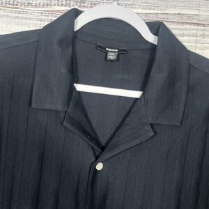 Reiss Sampson Camp Collar Shirt Mens XXL 100% Cotton Short Sleeve Dark Blue